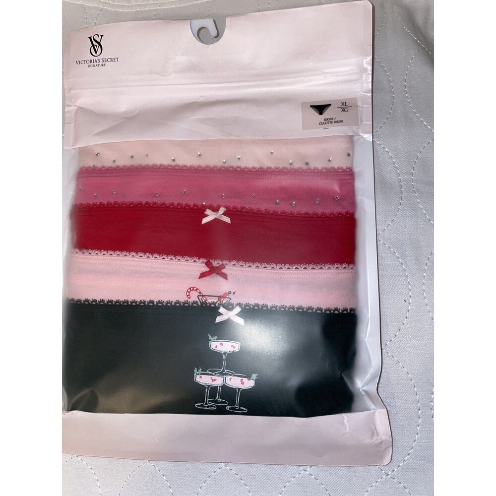 Victoria's Secret Stretch Bikini Panties 5 Pack XL Shine Rhinestone Multi NWT